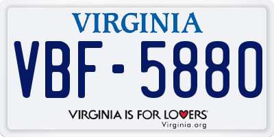 VA license plate VBF5880