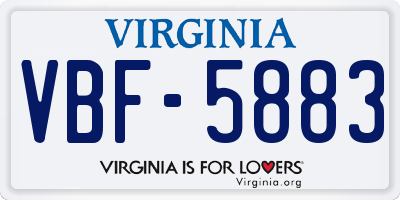 VA license plate VBF5883