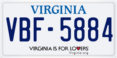 VA license plate VBF5884