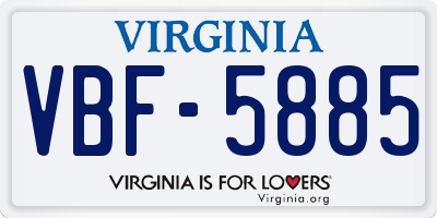 VA license plate VBF5885