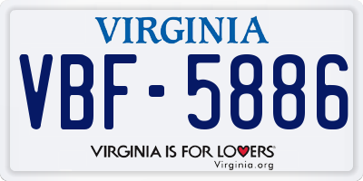 VA license plate VBF5886