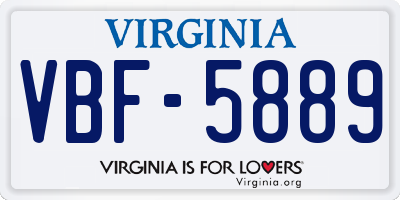 VA license plate VBF5889