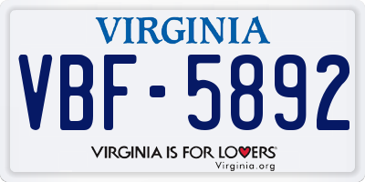VA license plate VBF5892