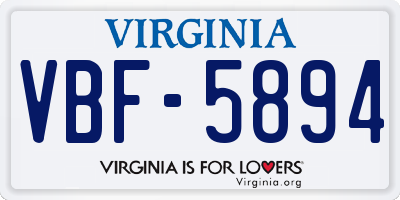 VA license plate VBF5894