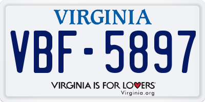 VA license plate VBF5897