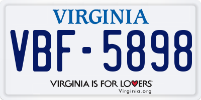 VA license plate VBF5898