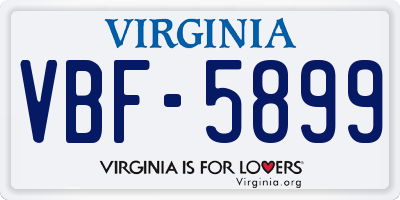 VA license plate VBF5899