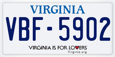 VA license plate VBF5902