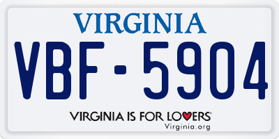 VA license plate VBF5904