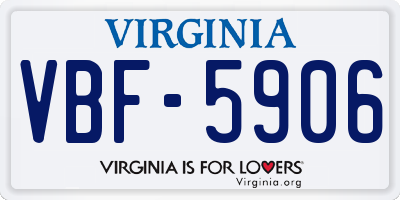 VA license plate VBF5906