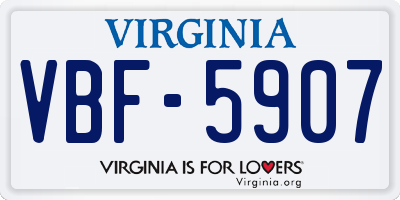 VA license plate VBF5907