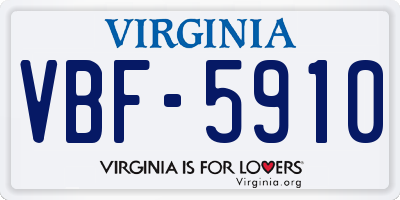 VA license plate VBF5910