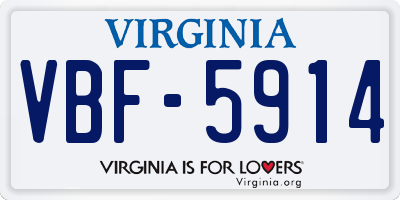 VA license plate VBF5914