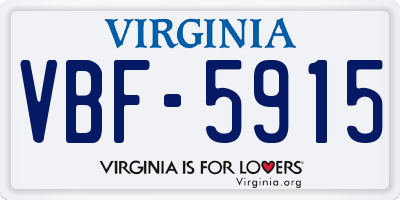 VA license plate VBF5915