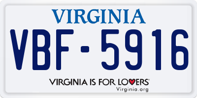 VA license plate VBF5916