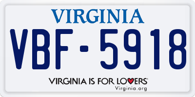 VA license plate VBF5918