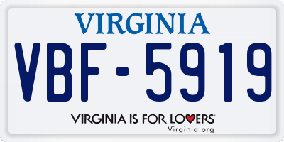 VA license plate VBF5919