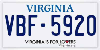 VA license plate VBF5920