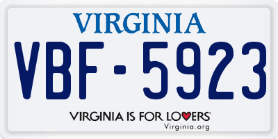 VA license plate VBF5923