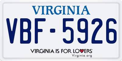 VA license plate VBF5926