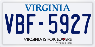 VA license plate VBF5927