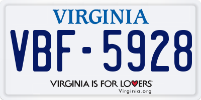 VA license plate VBF5928