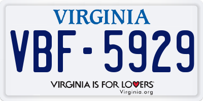 VA license plate VBF5929