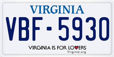 VA license plate VBF5930