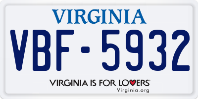 VA license plate VBF5932