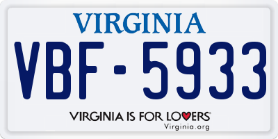 VA license plate VBF5933