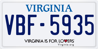 VA license plate VBF5935