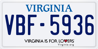 VA license plate VBF5936