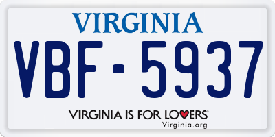 VA license plate VBF5937