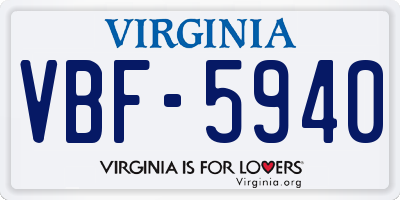 VA license plate VBF5940