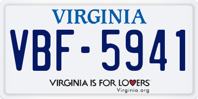 VA license plate VBF5941