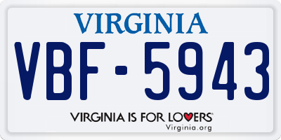 VA license plate VBF5943