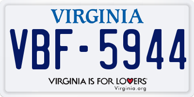 VA license plate VBF5944