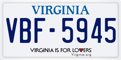 VA license plate VBF5945