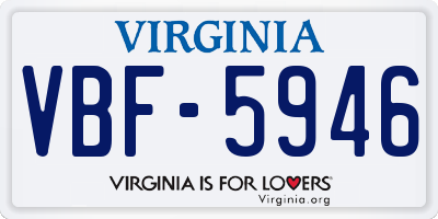 VA license plate VBF5946