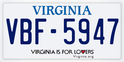 VA license plate VBF5947