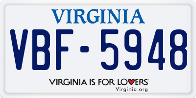 VA license plate VBF5948