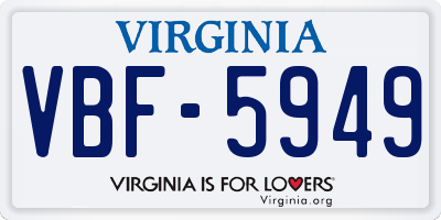 VA license plate VBF5949