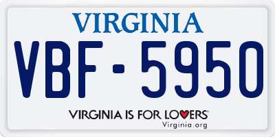 VA license plate VBF5950