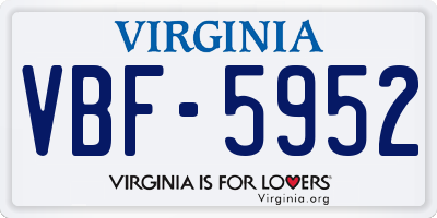 VA license plate VBF5952