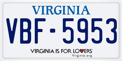 VA license plate VBF5953