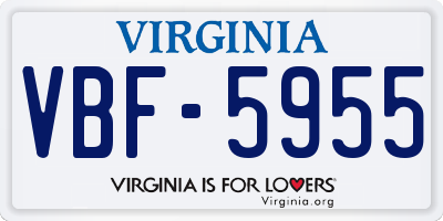 VA license plate VBF5955