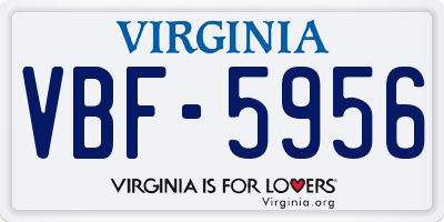 VA license plate VBF5956