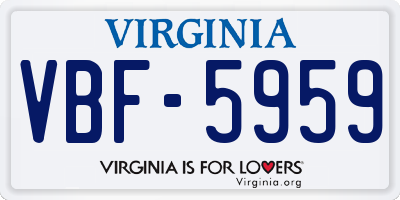 VA license plate VBF5959