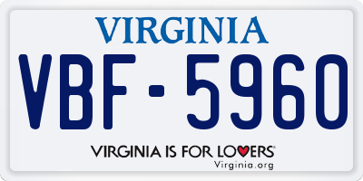 VA license plate VBF5960