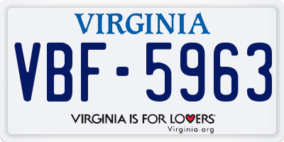 VA license plate VBF5963